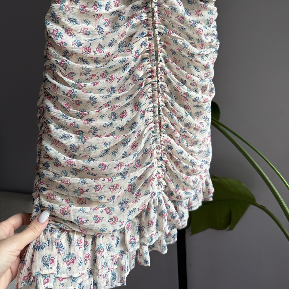 ZARA Metallic Floral Ruched Halter Mini Dress women’s XS NWT - Picture 4 of 15